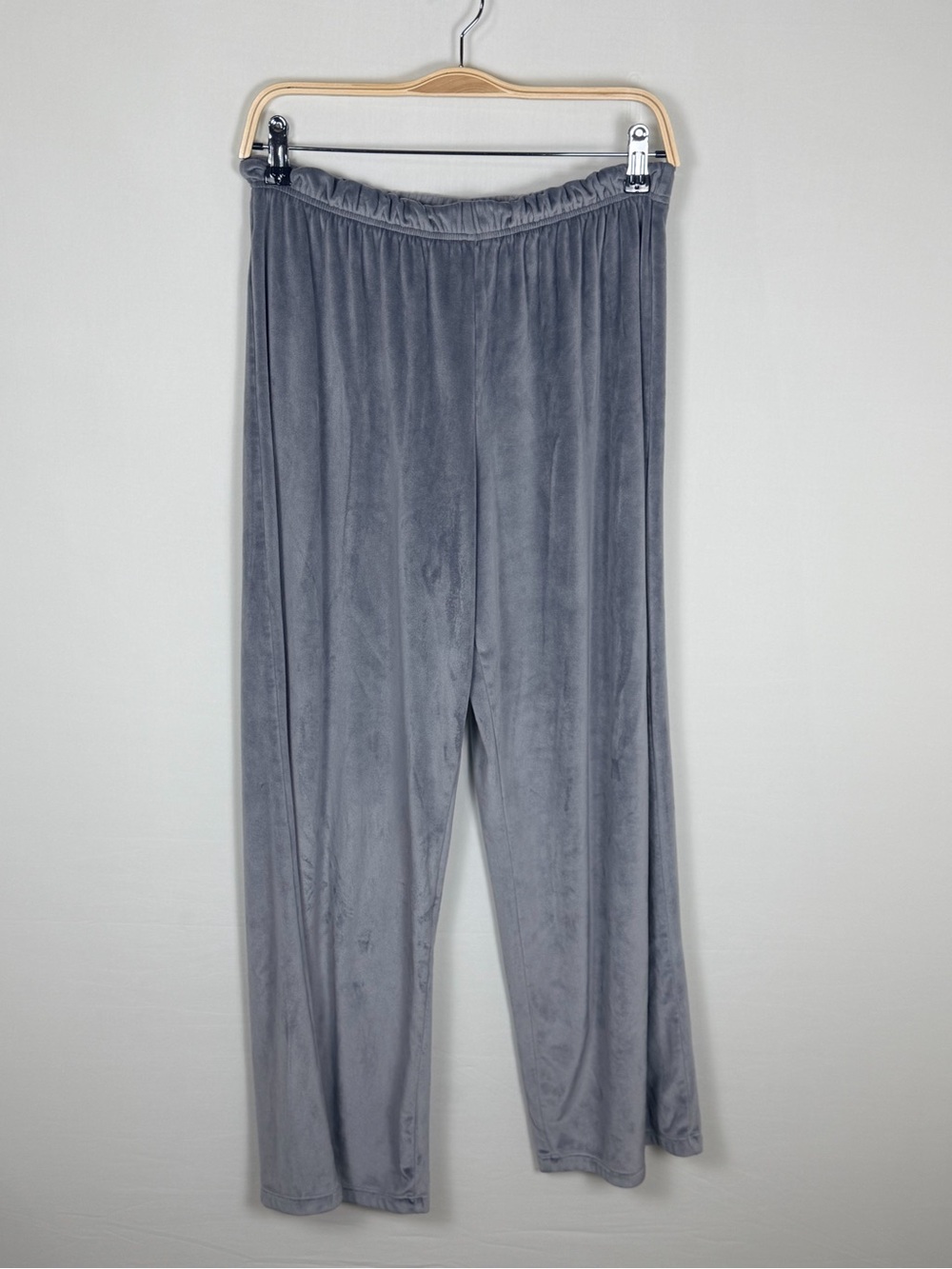 ONLY Gray Velour Wide Leg Lounge Pants Elastic Waist Soft Cozy Size M